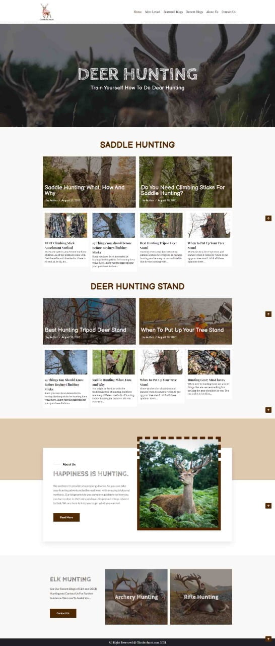 Personal portfolio of a skilled deer hunter, displaying hunting experiences, techniques and trophy collections