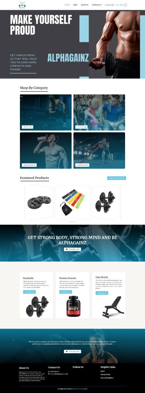 An Illustration of an attractive e-commerce website design specializing in gym products, displaying various fitness equipment and accessories.