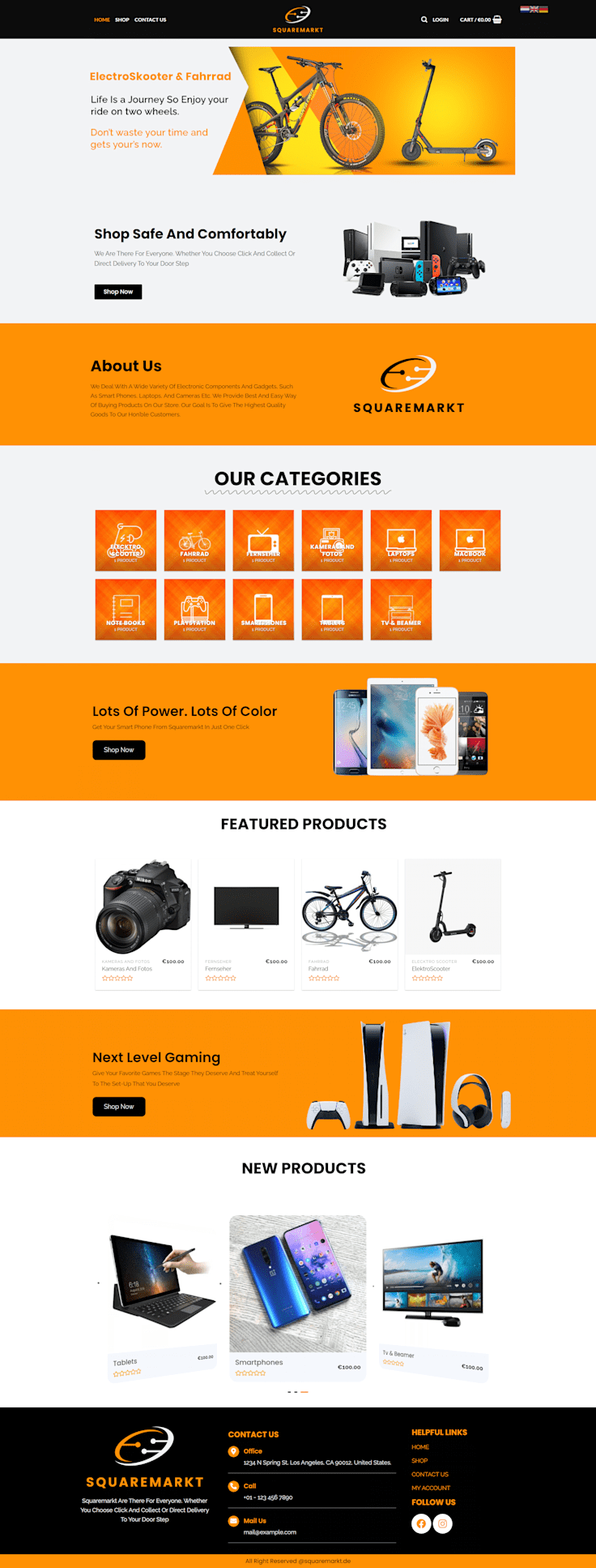 a Graphic of an innovative e-commerce website design selling a wide range of electronic accessories, featuring modern and high-tech products.