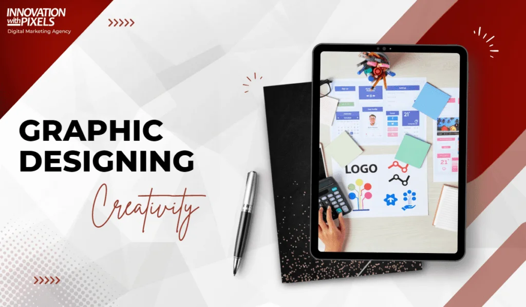 Graphic design elements arranged to form a creative and visually appealing design concept, representing the essence of our graphic designing services